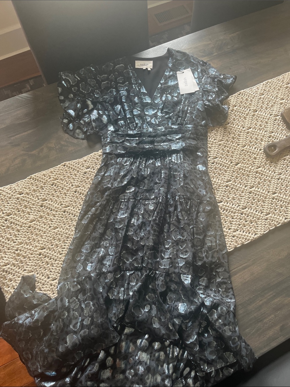 NWT BA&SH Grace Metallic Jacquard Dress Size Small - Picture 14 of 16
